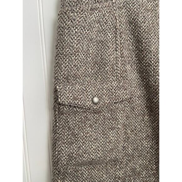 LAST CHANCE Tweed Skirt Women's 14 Tan Gray Wool Blend Lined - Picture 2 of 4